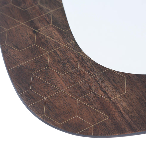 Acacia Wood Black Wall Mirror with Brass Inlay